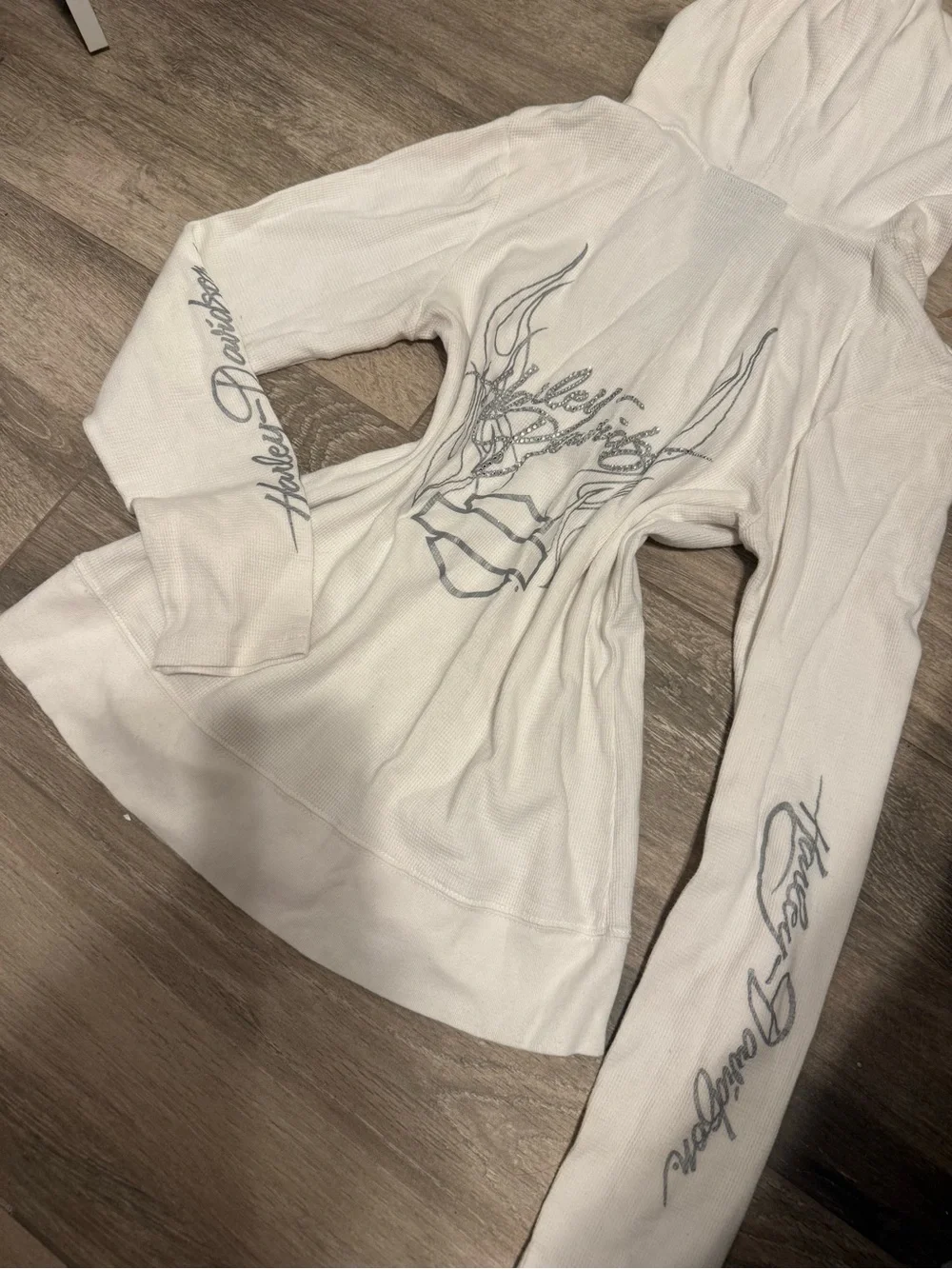Vintage y2k Harley-Davidson Women's Henley Rhinestone top - Picture 2 of 5